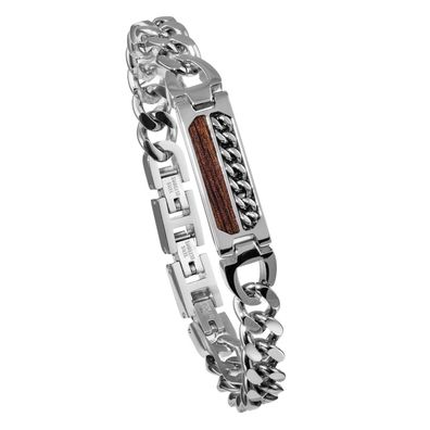 Holzkern Schmuck Herren-Armband Edelstahl Outlands Walnuss/Silberfarben