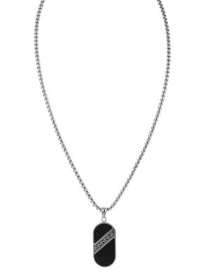 Holzkern Schmuck Herren-Halskette Edelstahl Outlands Schiefer/Silberfarben