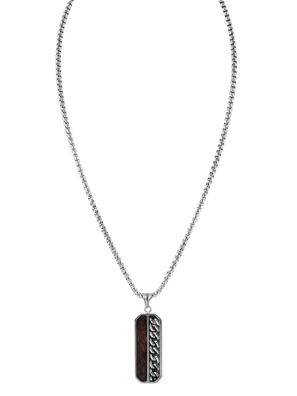 Holzkern Schmuck Herren-Kette Edelstahl Outlands Walnuss/Silberfarben
