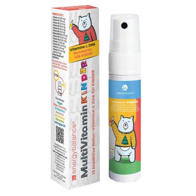EnergyBalance Multivitamin Kinder Mundspray mit 13 bioaktiven Natur-Vitaminen, 25 ml