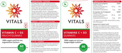 Vitals Vitamin C + D3, 60 Fruchtgummis