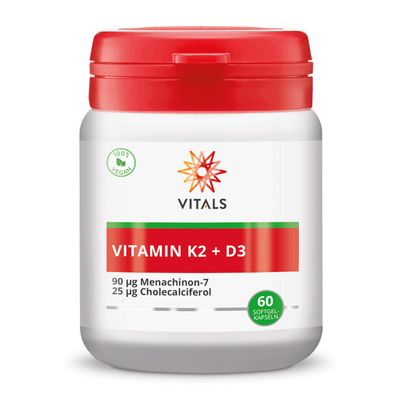 Vitals Vitamin K2 + D3, 60 vegane Softgel-Kapseln