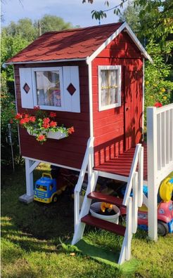 Kinderspielhaus Spielhaus Holz-Gartenhaus Spielhütte für Kinder