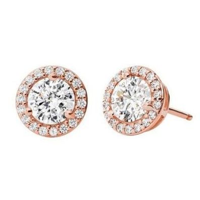 Glittering bronze earrings made of silver with zircons MKC1035AN791