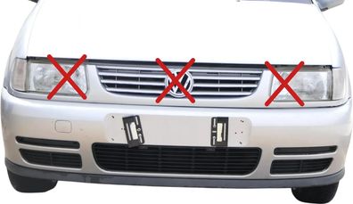 Polo 6N Stoßstange vorne breite Styling XXL Frontstoßstange silber LB7Z + Gitter