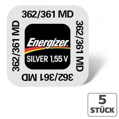 5x Energizer 362 / 361 Uhrenbatterien 1,55 V SR58 SR721SW Knopfzelle