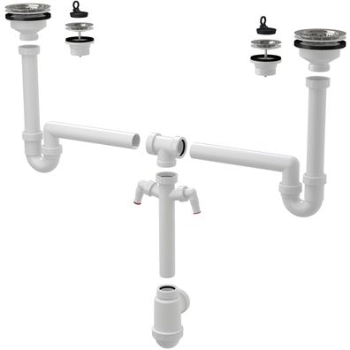 Alcadrain Doppelspülbeckensiphon Universal Set DN50/40