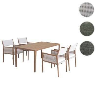 Garten-Essgarnitur HWC-Q12, Tisch+4xStuhl Sitzgruppe, Polyrattan Olefin (210 g/m²)