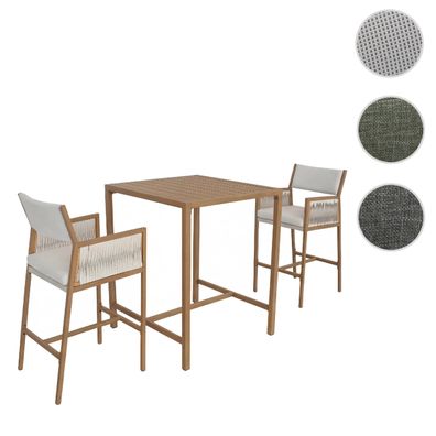 Set Bartisch + 2x Barhocker HWC-Q12, Barstuhl Stehtisch, Polyrattan Olefin (210 g/m²)