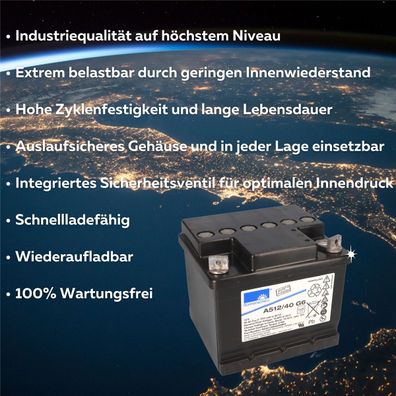 Exide Sonnenschein A512/40G6 12V 40Ah dryfit Gel Standby-Akku