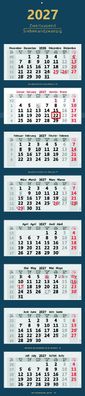8-Monatskalender 2027 XXL Wandkalender 154cm groß Bürokalender blau extralang