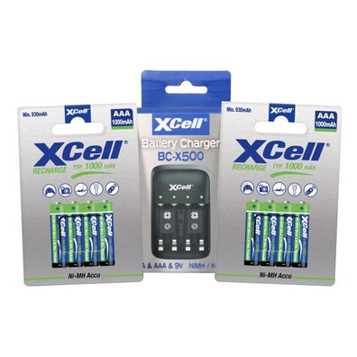 Ladegerät BC-X500 + 8x AAA XCell Rechargeable 1,2V 1000mAh