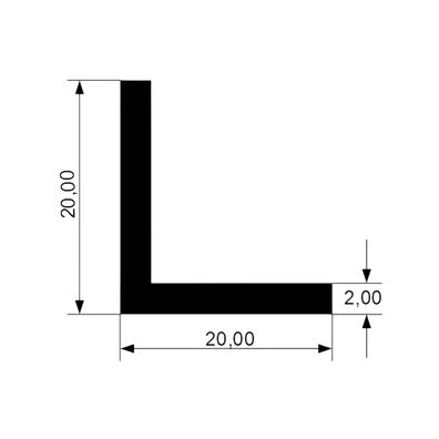WKP10 TPE Vollgummi Winkelprofil L - Profil 20x20x2 mm – L-Winkel Gummi Profil Winkel