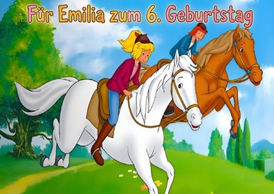 Essbar Bibi & Tina Tortenaufleger Torte Tortenbild Geburtstag Zuckerbild Bibi2