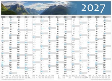 Panorama Wandkalender 2027 Jahresplaner großer Büroplaner Plakatkalender 90x65cm