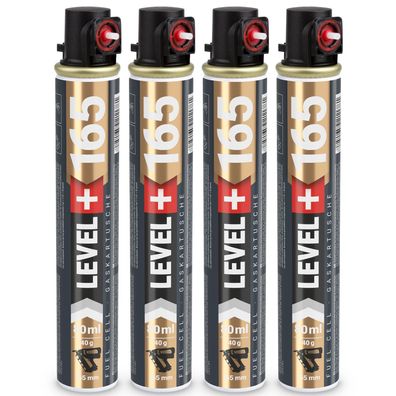 Gaskartusche 4 Stk. rot Ring Ersatzgas für Nagler 165mm, 80ml (Fuel Cell) L+165