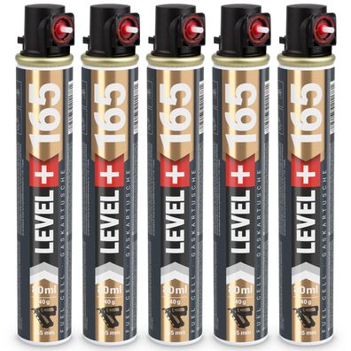 Gaskartusche 5 Stk. Ersatzgas für Nagler 165mm, 80ml ROT Ring (Fuel Cell) L+165