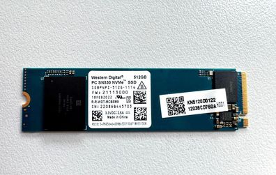 Western Digital SSD 512GB NVMe SN530 Festplatte Sddpnpz-512g-1114 M-Key 100