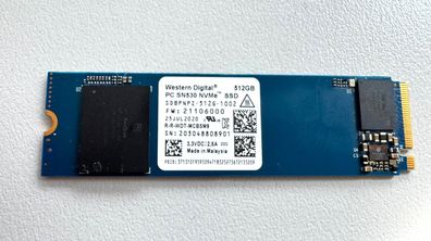 Western Digital SSD 512GB NVMe SN530 Festplatte Sddpnpz-512g-1002 M-Key 89%-85