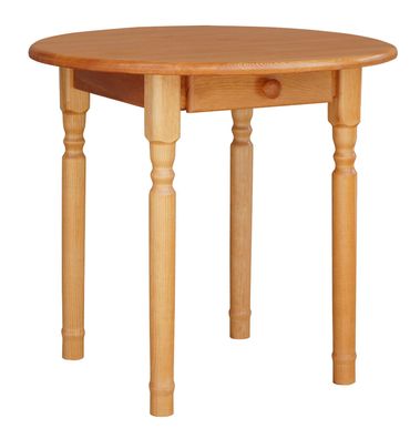 Runder Kiefernholztisch Esstisch Massivholz landhausstil Alder mit Schublade