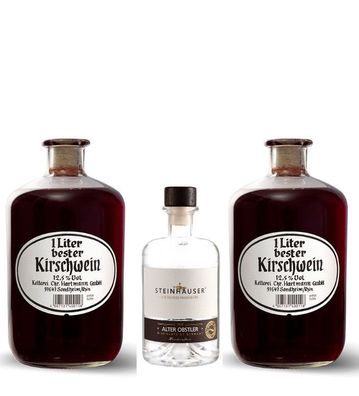 1x Alter Bodensee Obstler 2 Flaschen Fruchtwein Kirsch Apothekerflaschen