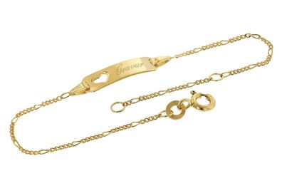 trendor Schmuck Gravur-Armband für Kinder 333 Gold Armband mit Namen 14/12 cm 21989
