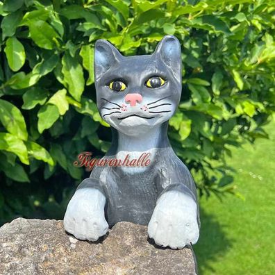 Deko Katze Figur hängend kletternd Statue Skulptur Camping schwarz Kater Kätzchen