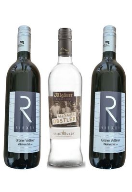Allgäuer Selektion Obstler 0,7 Liter und 2 Flaschen grüner Veltliner