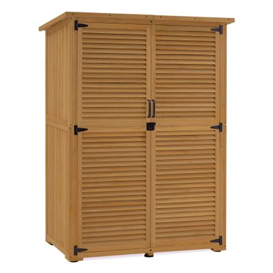 M MCombo Gartenschrank Gartenhaus Holz Wetterfest, 127×59×168 cm, 0901D (Natur)