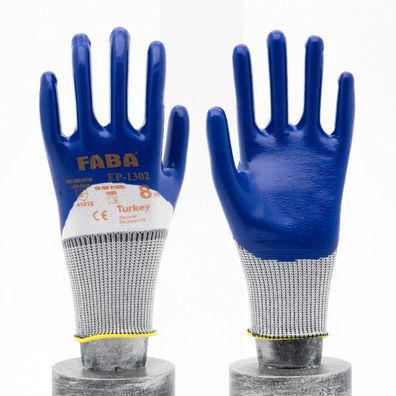 Faba EP-1302 Nitrilbeschichtete Handschuhe 3 / 4 Beschichtung Poleyester Strickhan
