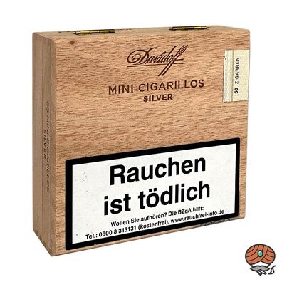 Davidoff Silver / Silber Mini Cigarillos / Zigarillos, 50 Stück in der Holzkiste