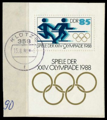 DDR BLOCK Kleinbogen Block 94I gestempelt Briefstück X73A2BE
