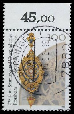 BRD BUND 1992 Nr 1628 zentrisch gestempelt ORA X572B32