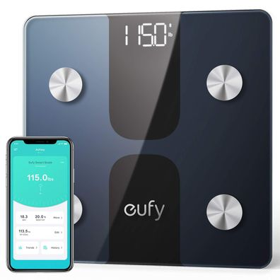 eufy Smart Scale C1 Bluetooth Körperfettwaage mit App LED-Anzeige Schwarz