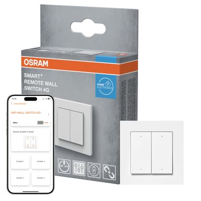 OSRAM SMART+ WiFi Wandschalter 4 Tasten magnetisch USB-C Alexa kompatibel weiss