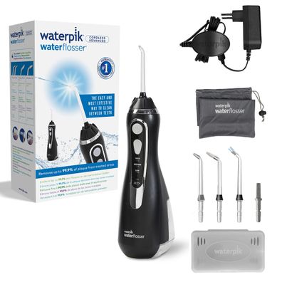Waterpik WP-562EU Cordless Advanced kabellose Munddusche 4 Aufsaetze schwarz