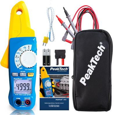 PeakTech P 4350 True RMS Stromzange 4000 Counts AC/DC 80A LED Max 600V Blau