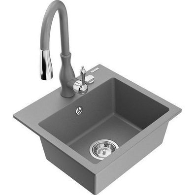 Mexen Milo Granit-Spüle & Mischbatterie, Grau