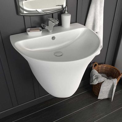 vidaXL Waschbecken Weiß 56 x 48 x 42 cm Glasierte Keramik