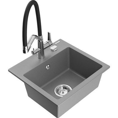 Mexen Milo Granitspüle + Mischbatterie Duo, Grau
