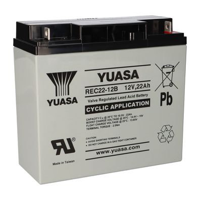Yuasa Blei-Akku REC22-12B Pb 12V 22Ah Zyklenfest, M5 Flachpol