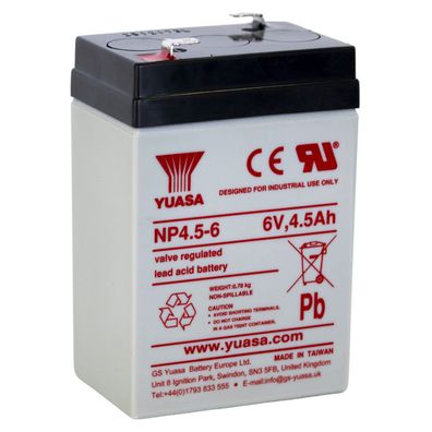 Yuasa Blei-Akku NP4,5-6 AGM Faston 4,8 mm 6V 4,5Ah Standby