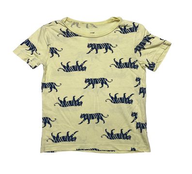 H&M T-Shirt Gr. 110/116 Tiger Motiv Gelb Kinder Shirt Sehr guter Zustand