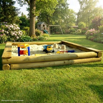 XXL großer Sandkasten nach Maß Wunschmaß cm-Genau Rundholz Ø12cm große Sandkiste