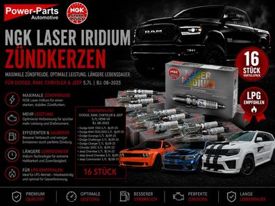 Zündkerzen 16 Stk 5.7L Dodge RAM Challenger Charger Grand Cherokee Bj:09-25 (Laser