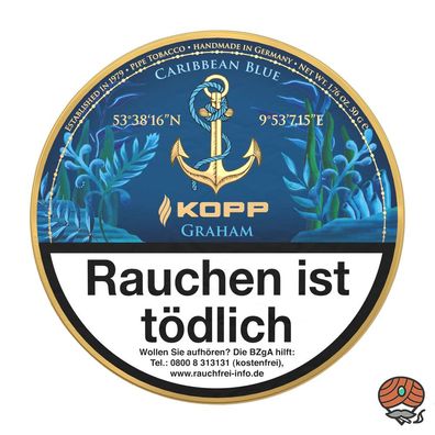 Kopp GRAHAM Pfeifentabak 50g Dose Caribbean Blue
