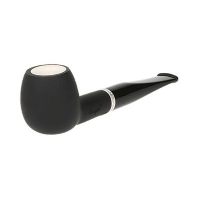 Angelo Pfeife mit Meerschaumeinsatz, schwarz matt, Alu Ring, gerade
