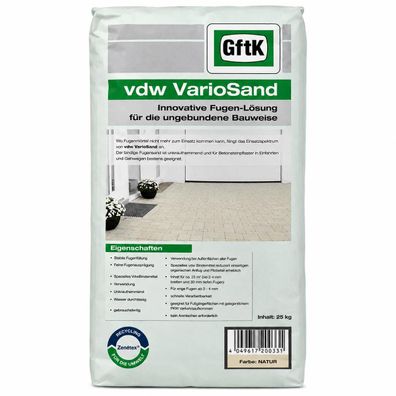 vdw VarioSand natur 25kg Fugensand für enge Fugen von 2-4mm