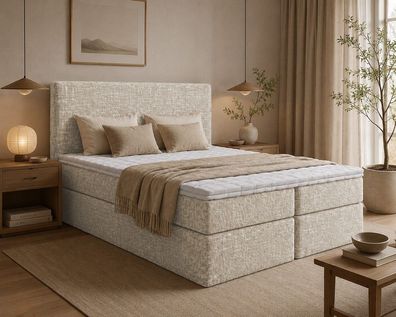 Doppelbett BERG TOCCO Boxspringbett mit Bonellfederkern, Bezug aus Chenille