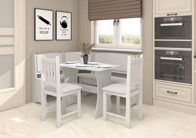 Eckbankgruppe / Essgruppe B in modernem Landhausstil, Tisch mit Eckbank und 2 Stühle